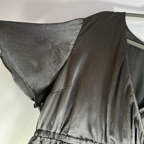 Torrid Silver Metallic Babydoll Surplice Neck Blouse Top - Picture 3 of 7